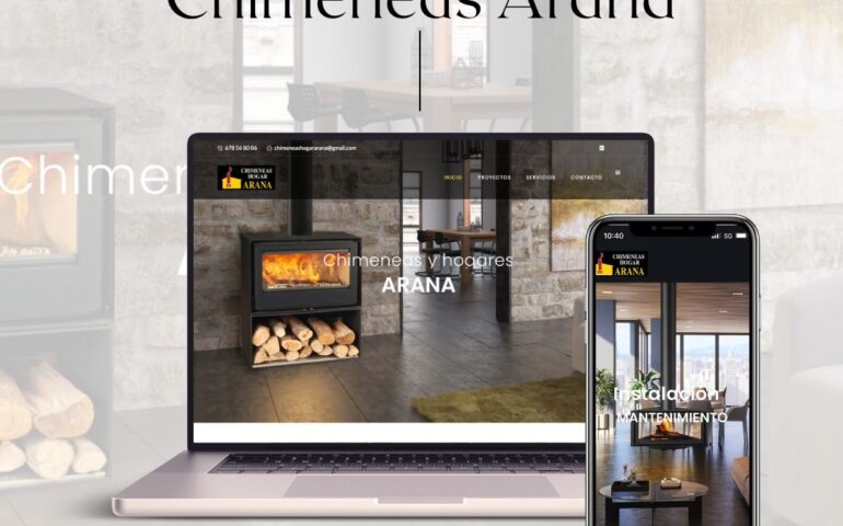 Diseño web Chimeneas y hogares Arana diseño Laura Parra Msocial Huesca